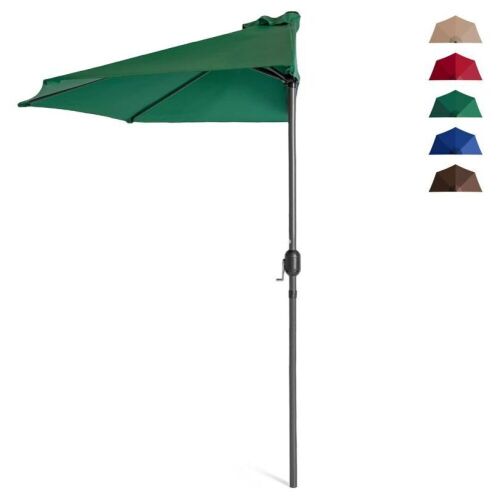 Half Patio Umbrella w/ 5 Ribs, Crank - 9ft - Lot 705