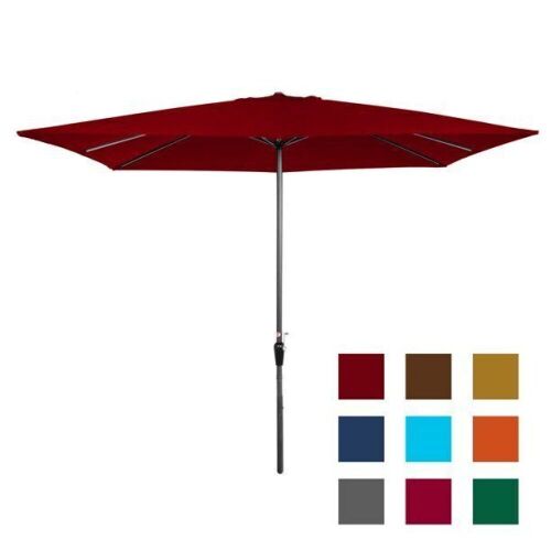 Rectangular Patio Umbrella w/ Easy Crank, UV-Resistant Fabric - 8x11ft - Lot 728