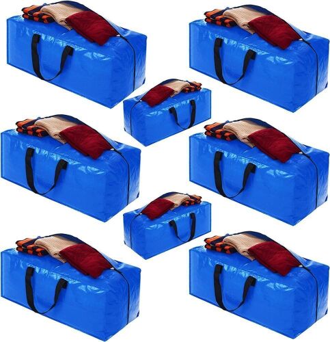 Heavy Duty Extra Large Storage & Moving Bags, Backpack Handles, 8 Pack  - Lot 576