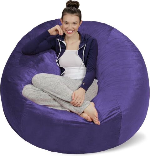 Sofa Sack Plush Ultra Soft Memory Foam Beanless Bag Chair with Microsuede Cover, Purple 5'  - Lot 404