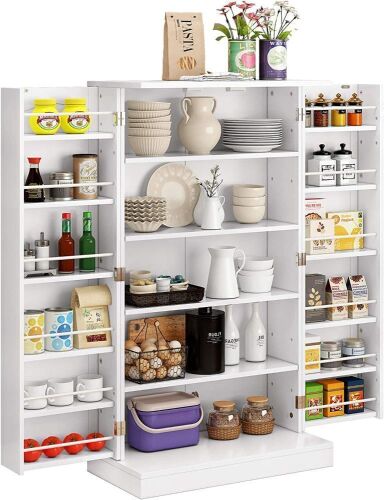 41" Farmhouse Kitchen Pantry, Storage Cabinet with Doors and Adjustable Shelves - Lot 70