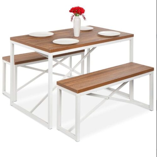 3-Piece Bench Style Dining Furniture Set w/ 2 Benches, Table - 45.5in - Lot 66
