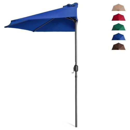 Half Patio Umbrella w/ 5 Ribs, Crank - 9ft - Lot 246