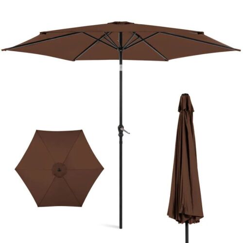 Outdoor Steel Market Patio Umbrella Decoration w/ Tilt, Crank Lift - 10ft - Lot 684