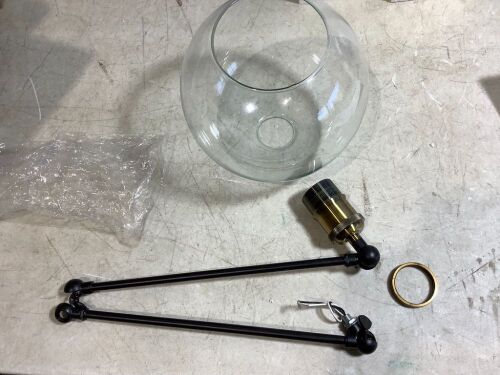 Vintage Industrial Swing Arm Wall Sconce with Glass Shade - Lot 573
