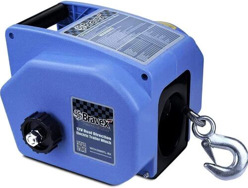 Bravex Trailer Winch 6000LBS, Reversible Portable 12-Volt DC Electric Winch  - Lot 604