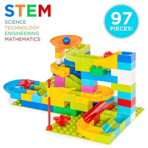 97-Piece Kids Create Your Own Marble Maze Run Racetrack Puzzle Game Set - Lot 161