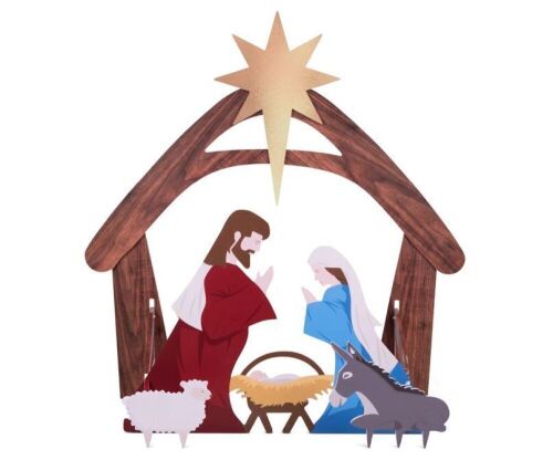 Christmas Nativity Scene Yard Decoration w/ Water Resistant PVC - 4ft - Lot 915
