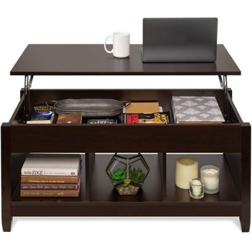 Multifunctional Lift Top Coffee Table w/ Hidden Storage, 3 Cubbies - Lot 469