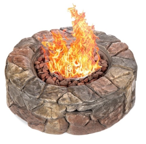 Stone Gas Fire Pit w/ 30,000 BTU, Ignition Button, Control Knob - 27.6in,NEW - Lot 229