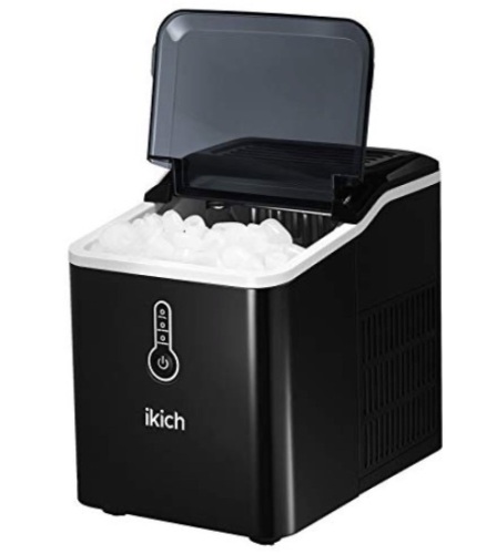 IKICH Ice Maker for Countertop, 26lbs Ice Cubes in 24Hrs, 9 Ice Cubes Ready in 7mins, Portable Electric Ice Maker with LED Indicator Lights, Ice Scoop and Basket for Home Office Bar Party, Black, New with Blemish - Lot 50