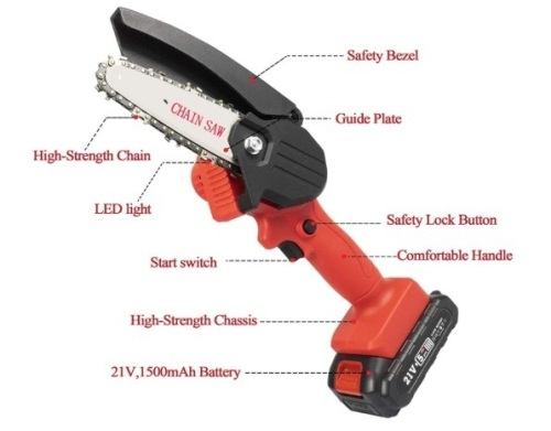 Mini Chainsaw, Uiong Cordless Rechargeable Power 4-Inch Chain Saw, E-Commerce Return, Untested - Lot 71