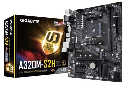 GIGABYTE GA-A320M-S2H, AMD Ryzen AM4/MicroATX/2xDDR4/HDMI/Realtek ALC887/3xPCIe/USB3.1 Gen 1/LAN/Motherboard, E-Commerce Return, Untested - Lot 73
