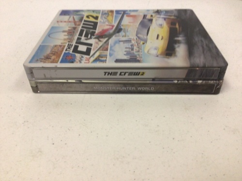 Lot of 2 PS4 Steelbook Games, The Crew 2, and Monster Hunter World, E-Commerce Return - Lot 117
