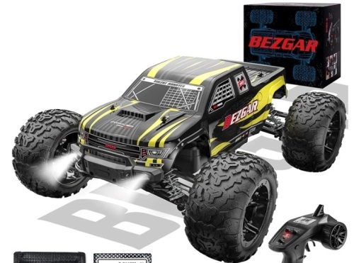 BEZGAR 1 Hobby Grade 1:10 Scale Remote Control Truck, 4WD High Speed 48+ kmh All Terrains Electric Toy Off Road RC Monster Vehicle Car Crawler, Missing Controller, E-Commerce Return, Untested - Lot 124