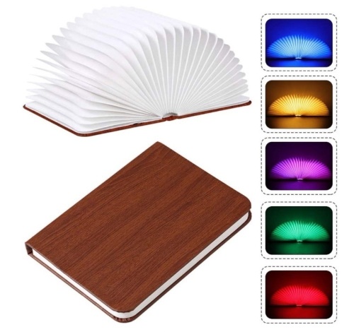 Folding Book Lamp, USB Rechargable Book Shaped Light, 5 Colors Led Table Lamp, Appears New, Works - Lot 212