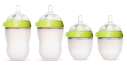 Comotomo - Baby Bottles - Baby Feeding - Green - 4 Pack - Two 5 Ounce Bottles and Two 8 Ounce Bottles, E-Commerce Return - Lot 289