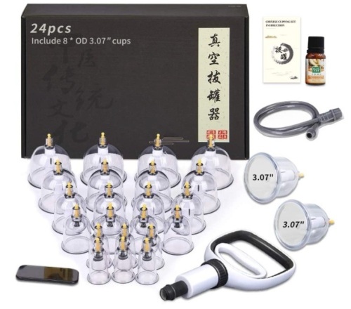 Cupping Therapy Sets, 24 Cups Professional Chinese Acupoint Cupping Therapy Set with Vacuum Pump for Body Massage, E-Commerce Return - Lot 292