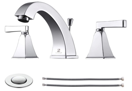 HOMELODY Widespread Bathroom Faucet 8 Inch, 2 Handle Bathroom Sink Faucet,3 Hole Lavatory Faucet With Lift Rod Drain,Chrome, Appears New - Lot 409