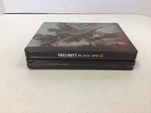 Lot of 2 Xbox One Steelbook Games, Call of Duty Black Ops IIII, and Borderlands The Handsome Collection, E-Commerce Return - Lot 425