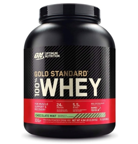 Optimum Nutrition Gold Standard 100% Whey Protein Powder, Chocolate Mint, 5 Pound, New Sealed, EXP-10/22 - Lot 432