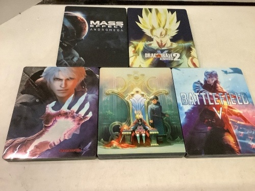 Lot of (5) Collectible Steel Game Cases, Empty, Ecommerce Return - Lot 162
