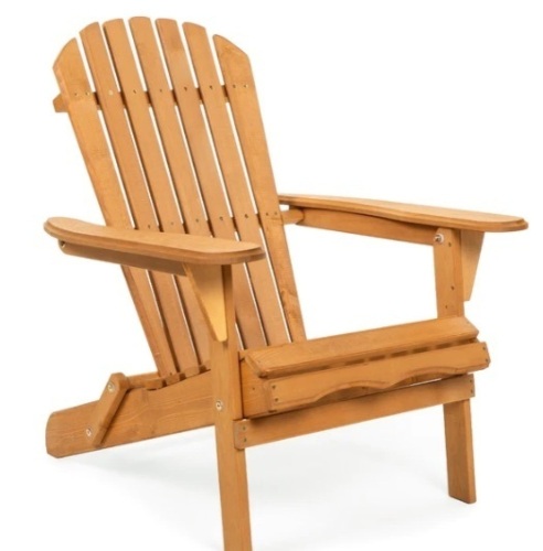 Folding Wooden Adirondack Chair Accent Furniture w/ Natural Finish - Brown, Appears New - Lot 337