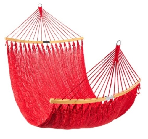 2-Person Woven Polyester Hammock w/ Curved Bamboo Spreader Bar, Carry Bag, Appears New - Lot 339