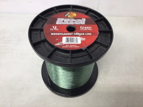 Excel 12lb Green Monofilament Fishing Line Spool, E-Comm Return - Lot 33