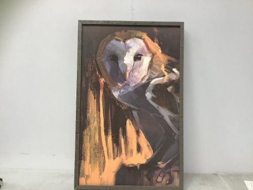Wooden Owl Picture, Damaged Frame, E-Comm Return - Lot 188