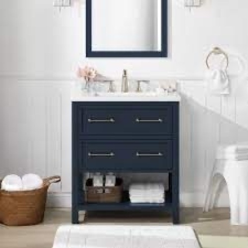 Allen + Roth Windsor 30-in Midnight Blue Undermount Single Sink Bathroom Vanity - Lot 1773