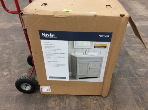 Single Sink Bathroom Vanity with White Cultured Marble Top - Lot 1780