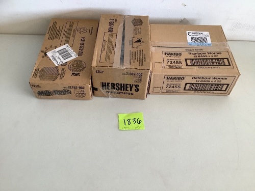3 Boxes of Candy (Milk Duds, Hershey's, Haribo) - Lot 1836