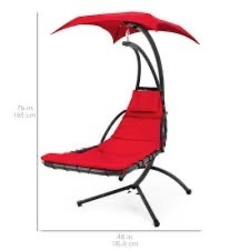 Hanging Curved Chaise Lounge Chair Swing for Backyard, Patio w/Pillow - Lot 1841