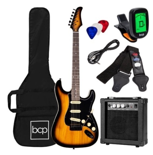 Beginner Electric Guitar Kit w/ Case, 10W Amp, Tremolo Bar - 39in - Lot 4