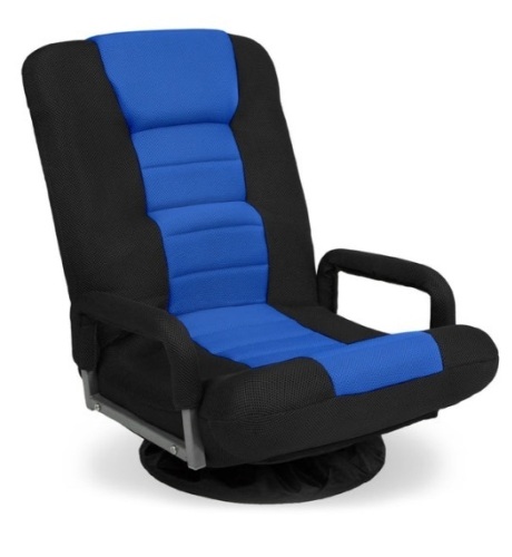 Gaming Floor Chair w/ 360-Degree Swivel, Armrest, Adjustable Backrest, Black/Blue - Lot 35