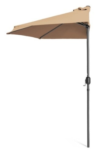 Half Patio Umbrella w/ 5 Ribs, Crank - 9ft, Tan - Lot 60
