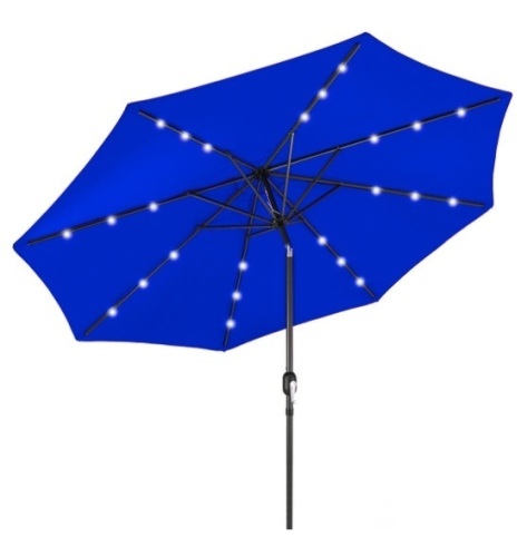 Solar LED Lighted Patio Umbrella w/ Tilt Adjustment, UV-Resistance - 10ft, Resort Blue - Lot 67
