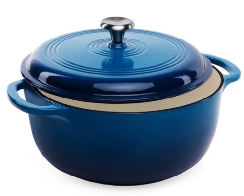 6qt Non-Stick Enamel Cast-Iron Dutch Oven Kitchen Cookware w/ Side Handles, Deep Blue - Lot 83