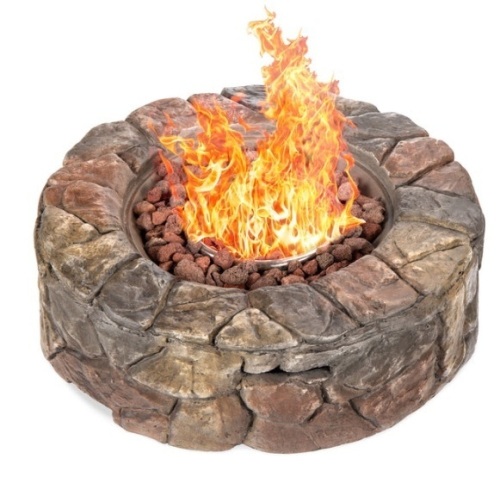 Stone Gas Fire Pit w/ 30,000 BTU, Ignition Button, Control Knob - 27.6in - Lot 94