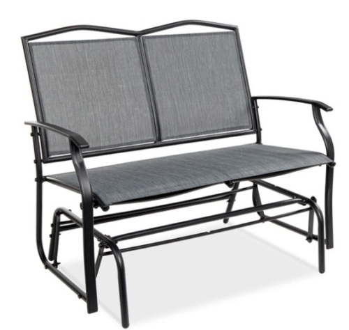 2-Person Patio Loveseat Swing Glider, Bench Rocker w/ Armrests, Gray - Lot 100