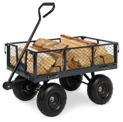 Steel Garden Utility Cart Wagon w/ 400lb Capacity, Removable Sides, Handle, Gray - Lot 105