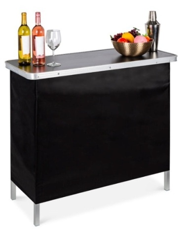 Portable Pop-Up Bar Table w/ Carrying Case, Removable Skirt - Lot 106