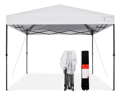 One-Person Setup Instant Pop Up Canopy w/ Wheeled Bag - 10x10ft, White - Lot 110