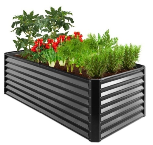Outdoor Metal Raised Garden Bed for Vegetables, Flowers, Herbs - 6x3x2ft, Gray - Lot 116
