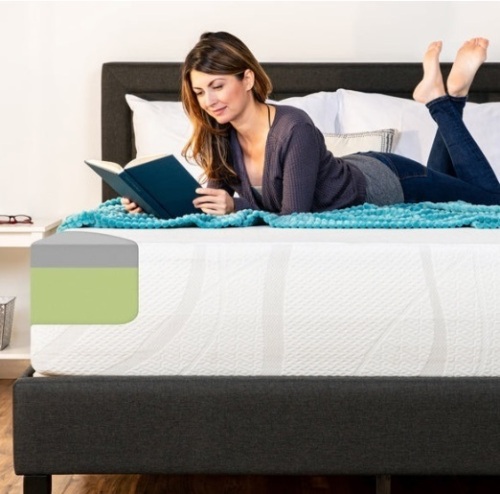 12in Medium-Firm Green Tea & Bamboo Charcoal Gel Memory Foam Mattress, Queen - Lot 130