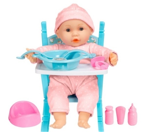 Realistic Baby Doll with Soft Body, Highchair, Potty, Accessories - 12.5in - Lot 142