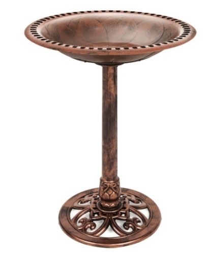 Vintage Outdoor Garden Bird Bath w/ Fleur-de-Lis Accents, Copper - Lot 148