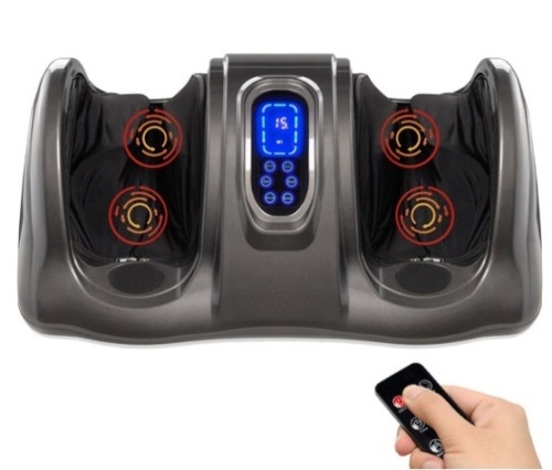 Therapeutic Foot Massager w/ High Intensity Rollers, Remote, 3 Modes, Gray - Lot 152
