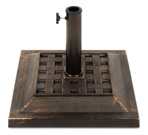 26lb Steel Square Patio Umbrella Base Stand, Basketweave Pattern - Lot 156